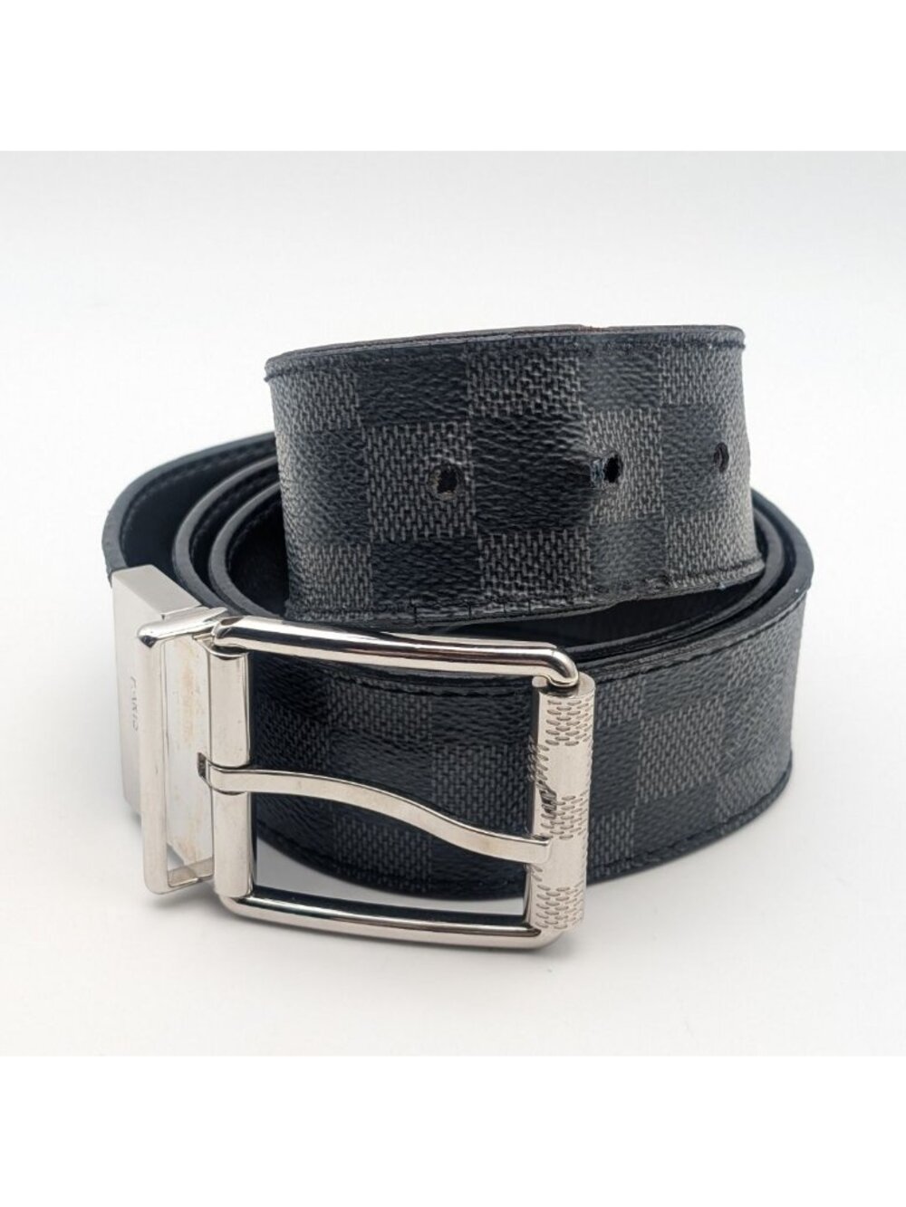 Louis Vuitton Ceinture Damier Print Graphite Black Belt